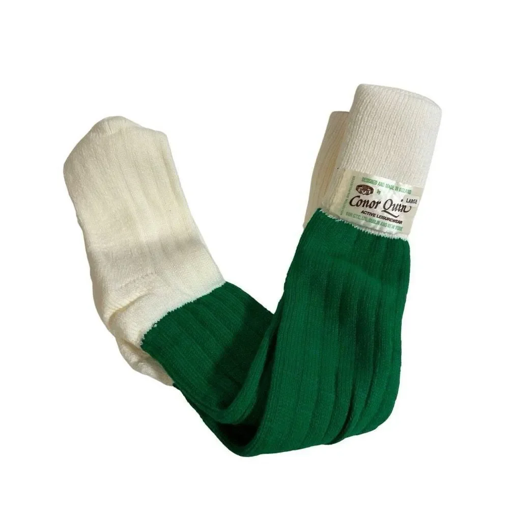 Conor Quin Active Leisurewear Socks Green and White Made in Ireland New